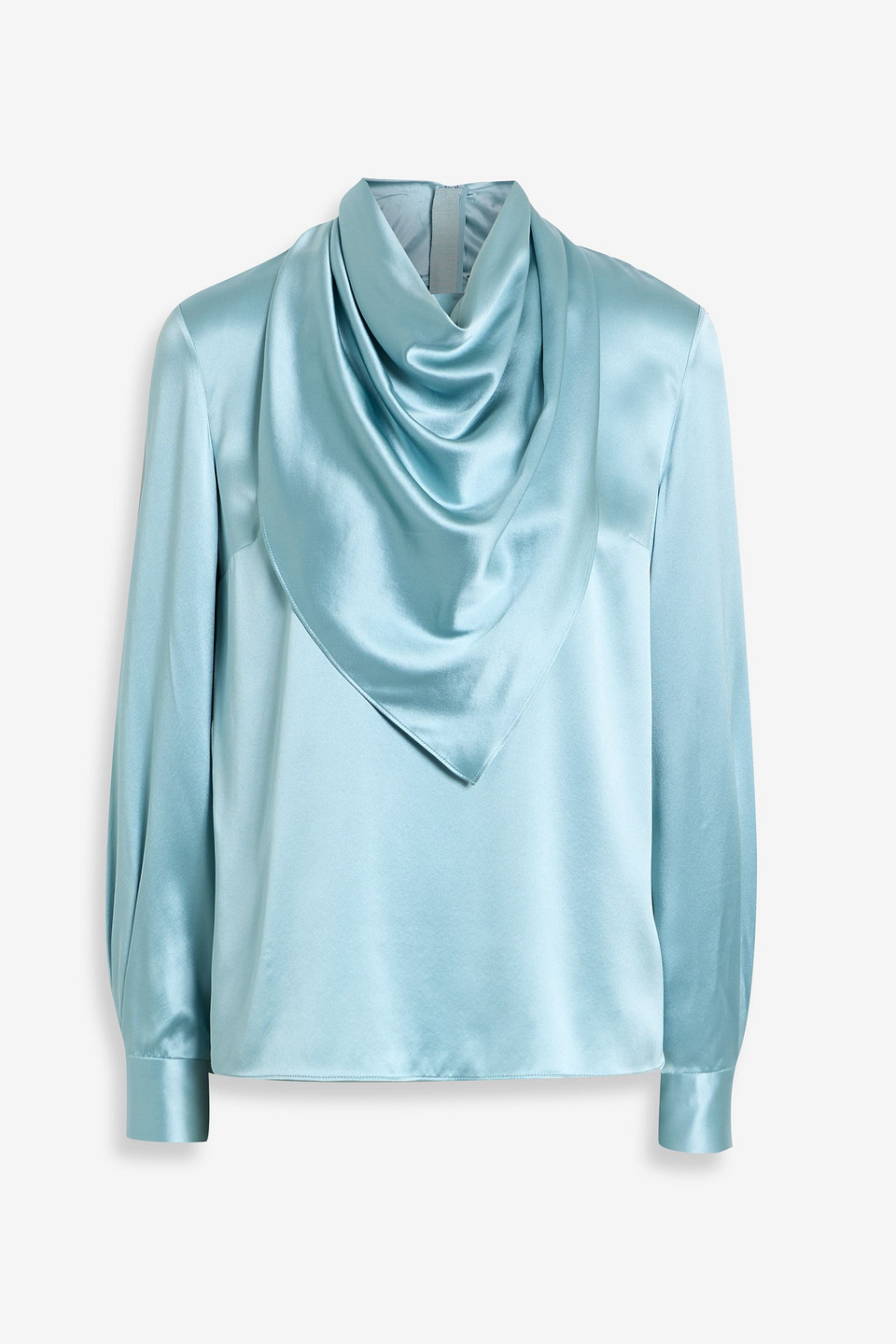 Adam Lippes Bandera Draped Silk-satin Blouse In Blue