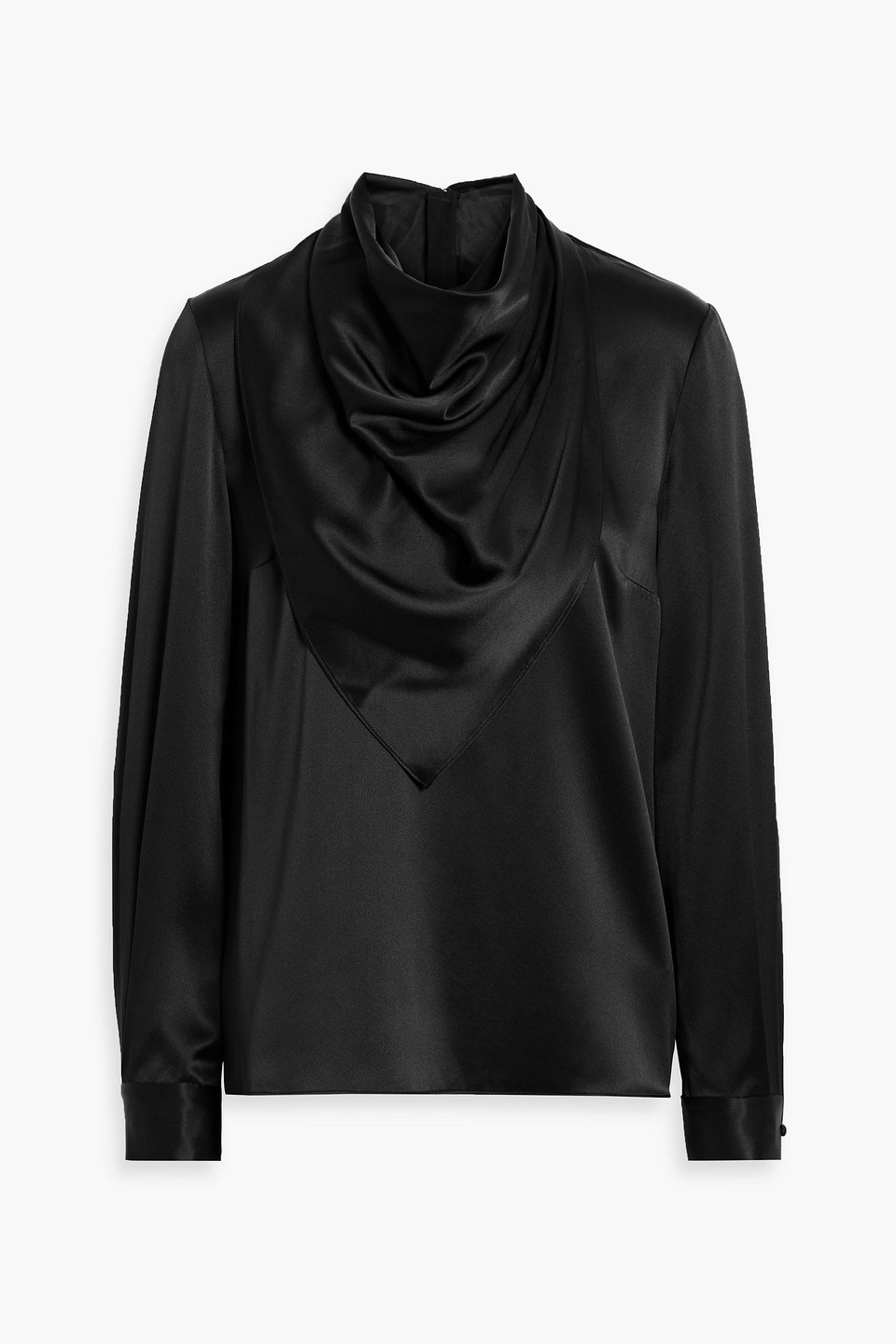 adam lippes - bandera draped silk-satin blouse - black - us 2