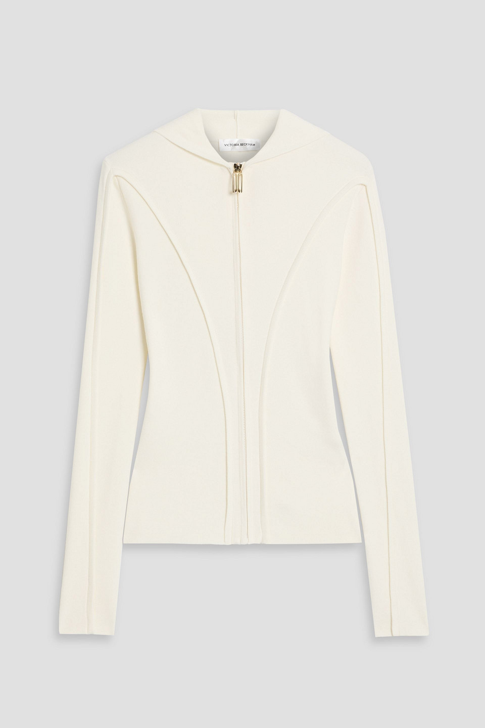 victoria beckham - merino wool-blend zip-up hoodie - white - m