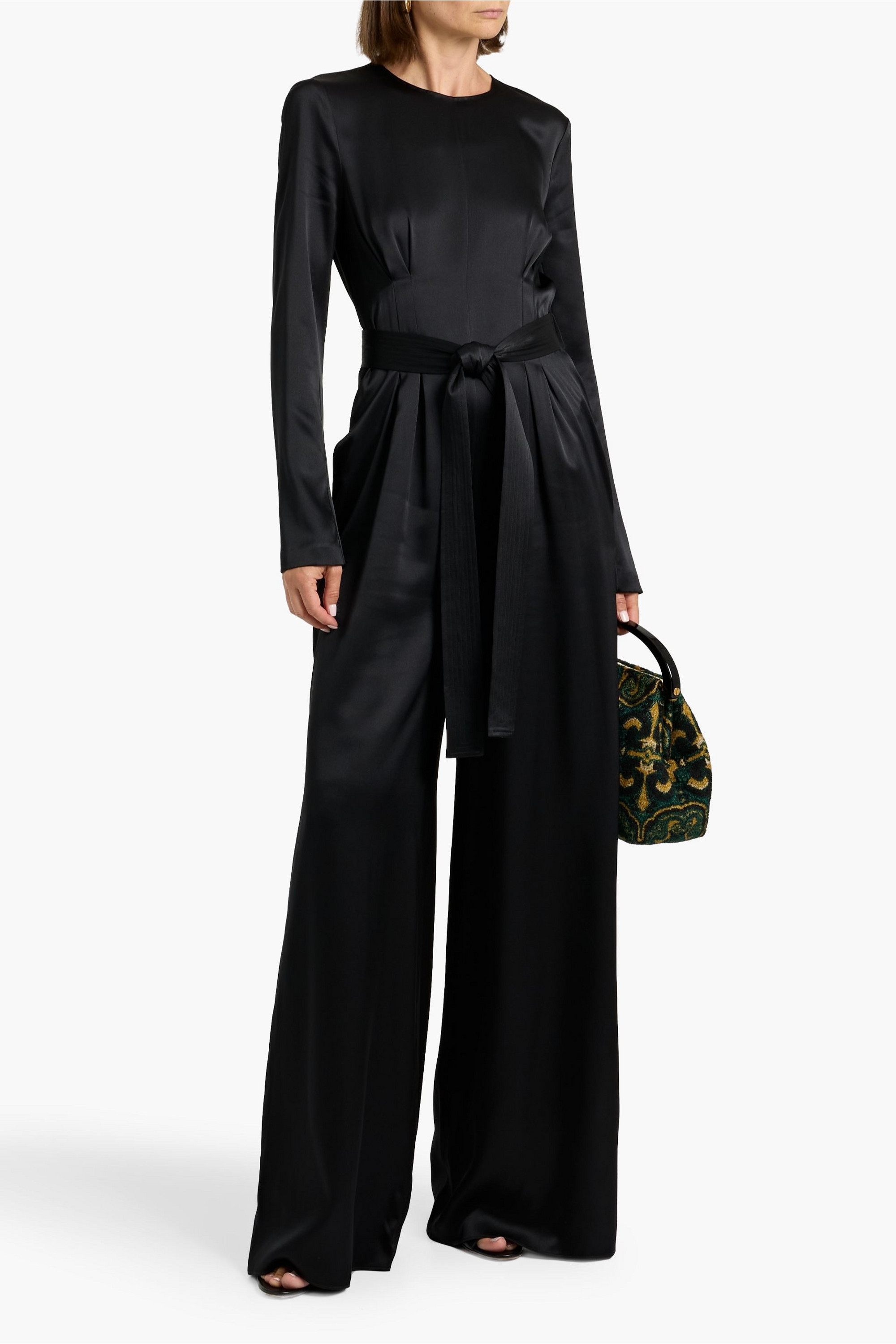 Adam Lippes Ophelia belted silk-satin wide-leg jumpsuit