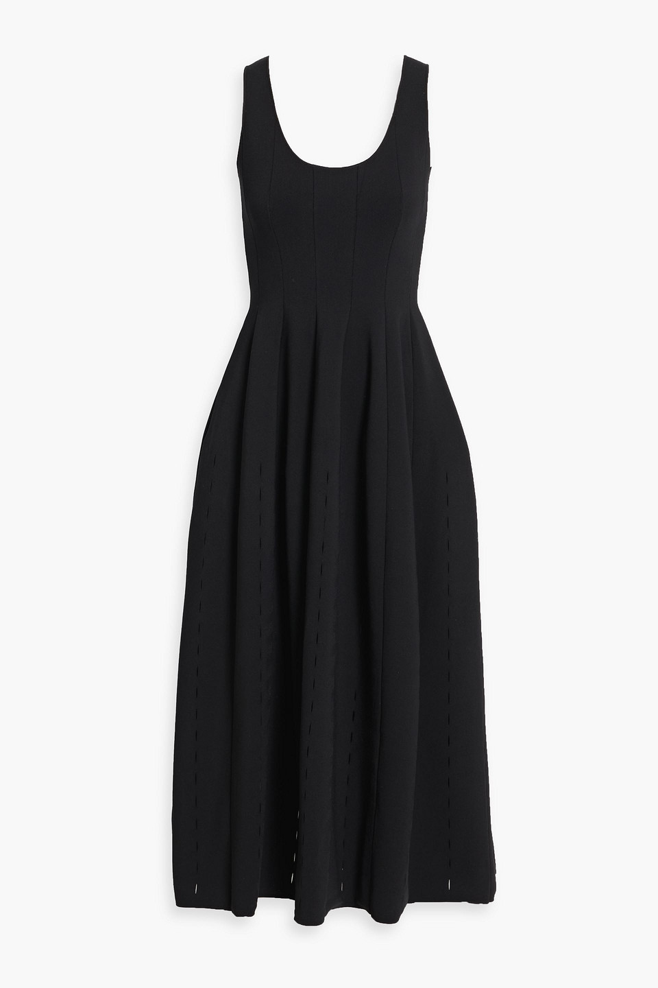 Adam Lippes Lucilla Laser-cut Paneled Stretch-knit Midi Dress In Black
