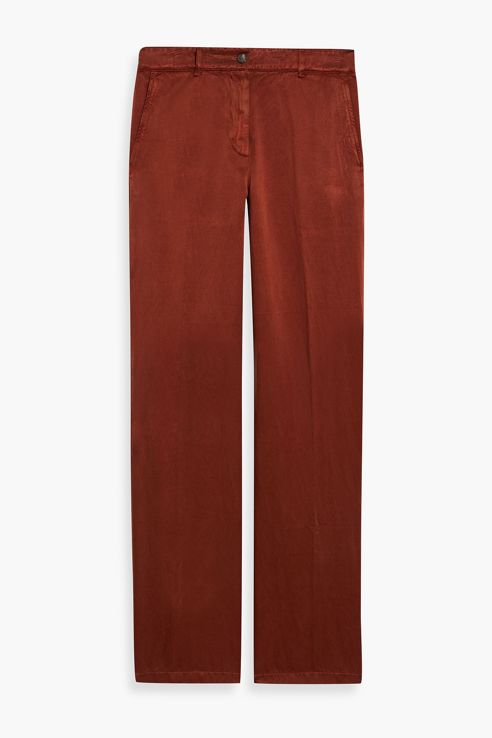 dries van noten - cupro and cotton-blend twill wide-leg pants - red - fr 38