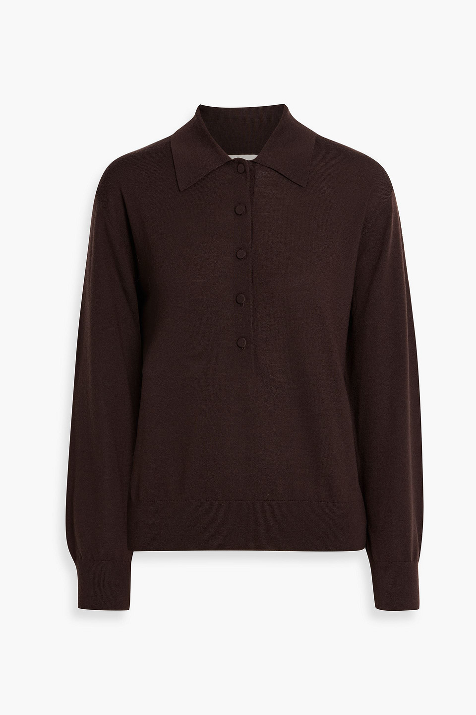 Dries Van Noten Merino Wool Polo Sweater In Brown