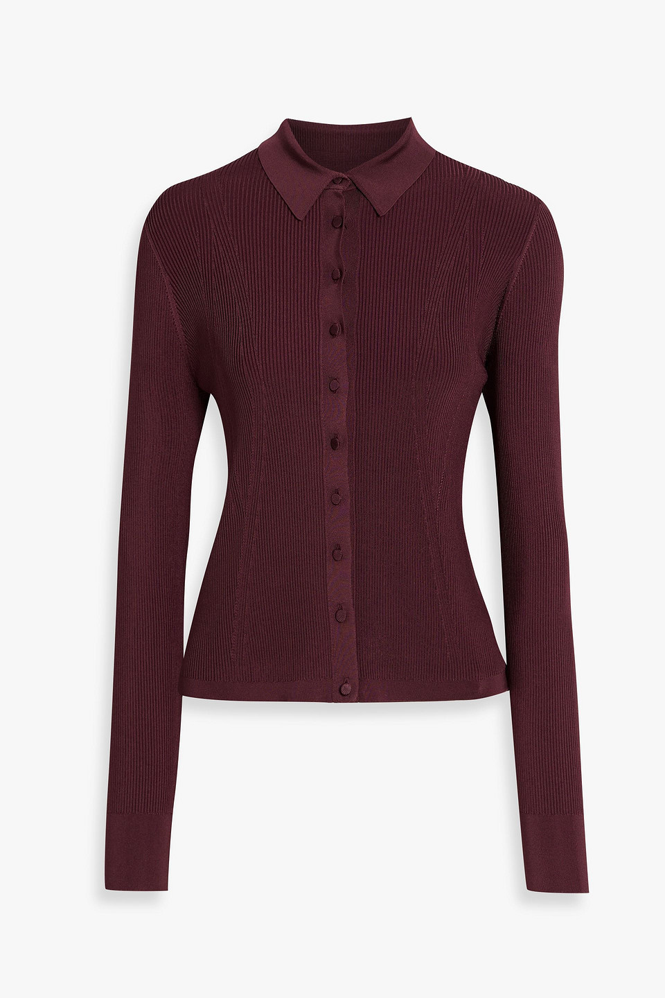 Dries Van Noten Ribbed-knit Cardigan In Burgundy