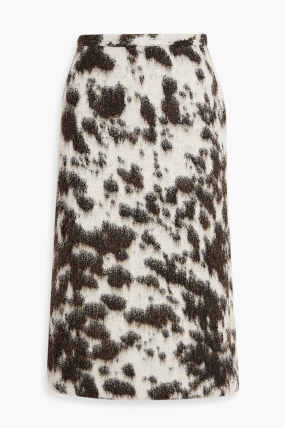 Dries Van Noten Brushed Leopard-print Wool-blend Skirt In Brown