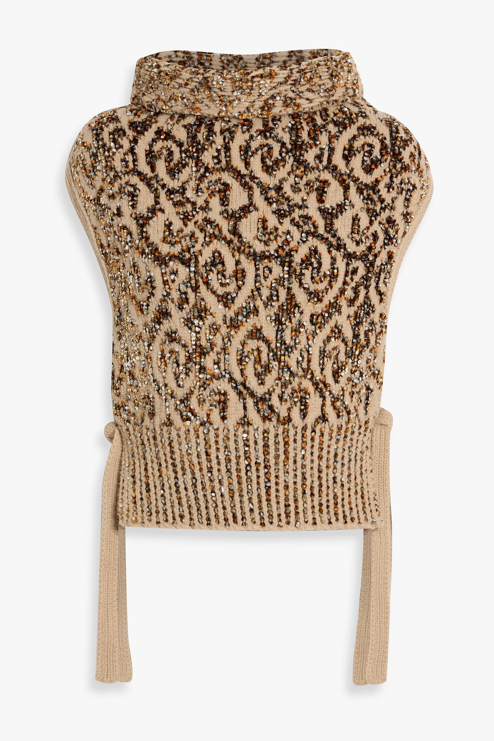 Dries Van Noten Intarsia Wool-blend Turtleneck Vest In Beige