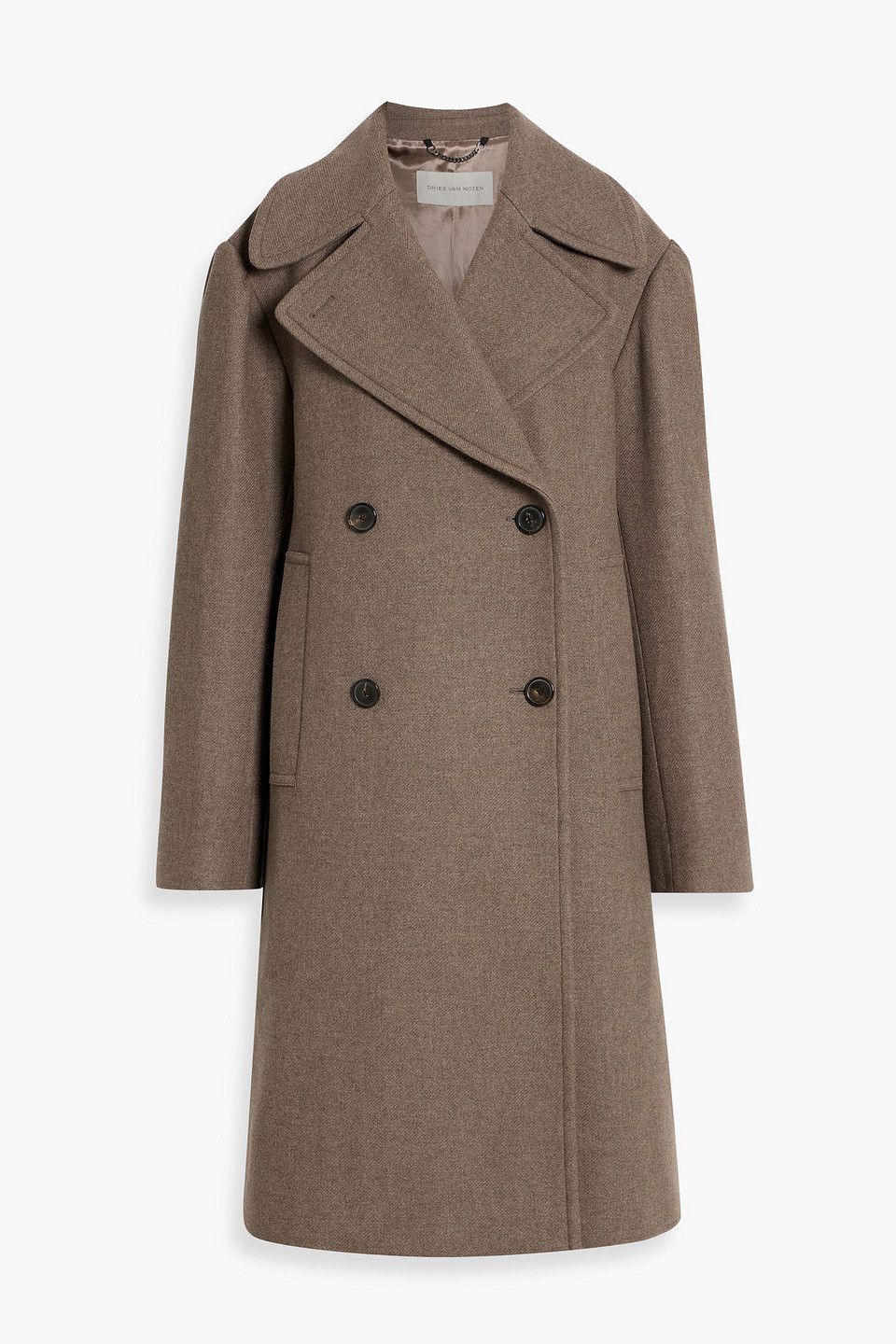 dries van noten - wool-blend twill coat - neutral - m