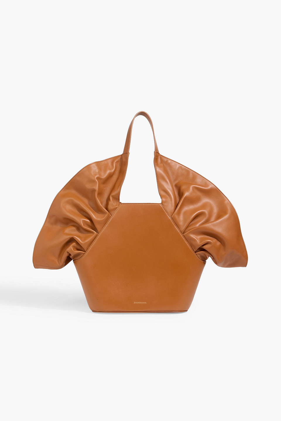 Zimmermann Ruffled Leather Tote In Tan