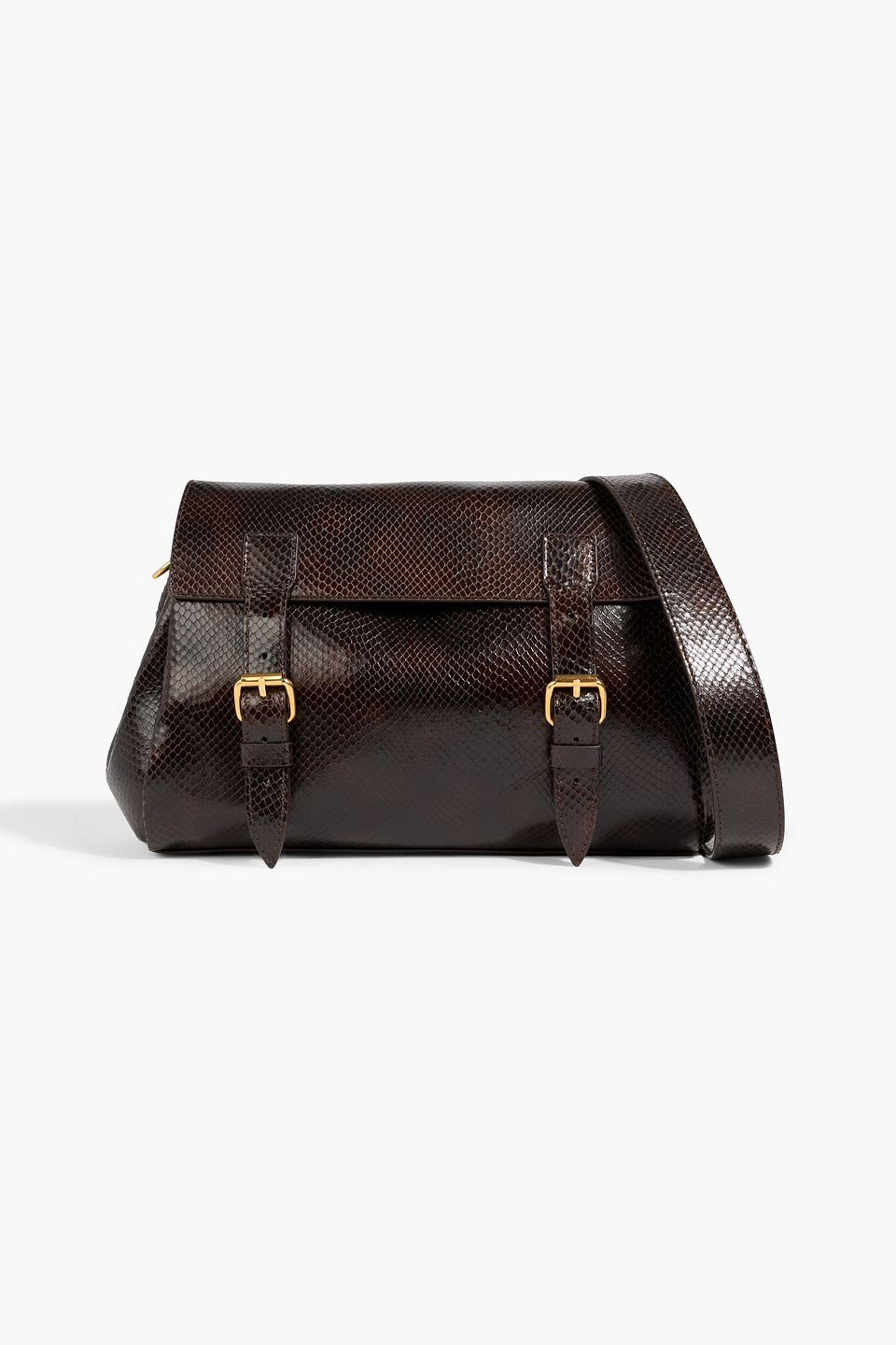dries van noten - snake-effect leather shoulder bag - brown - onesize