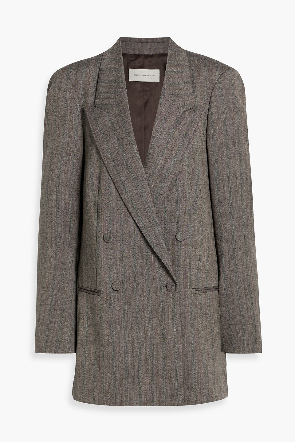 Dries Van Noten Double-breasted Striped Wool Blazer In Gray