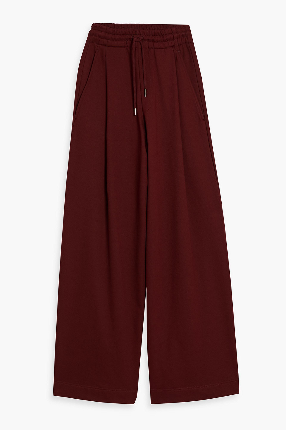Dries Van Noten Pleated French Cotton-terry Track Pants In Burgundy