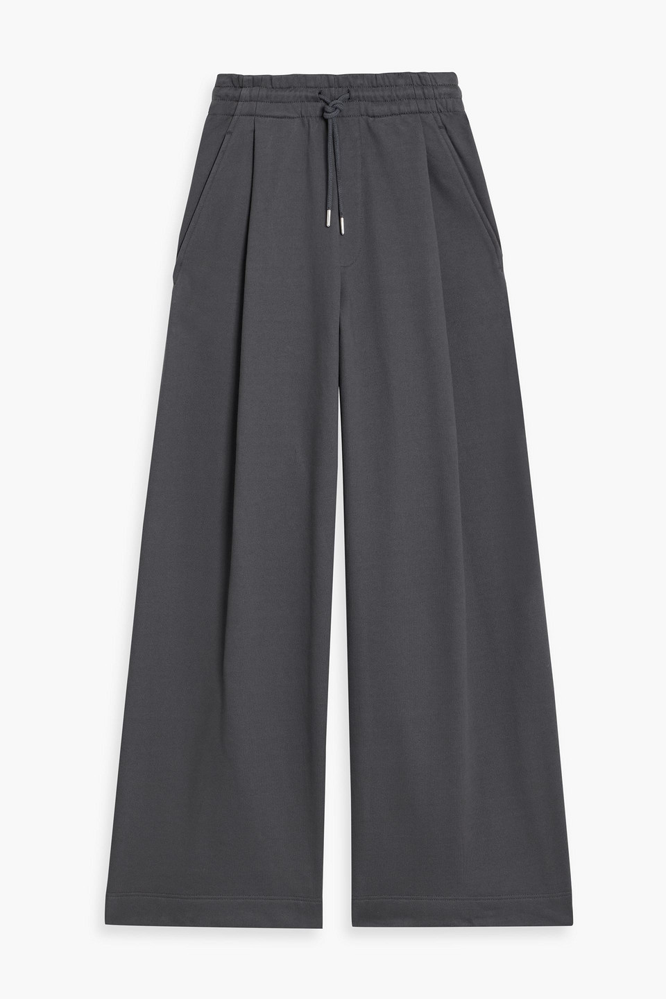 Dries Van Noten Pleated French Cotton-terry Track Pants In Gray