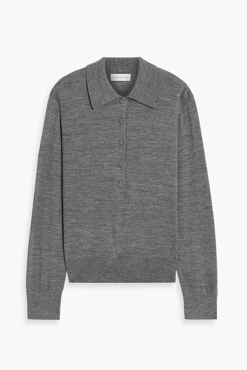 Dries Van Noten Merino Wool Polo Sweater In Gray