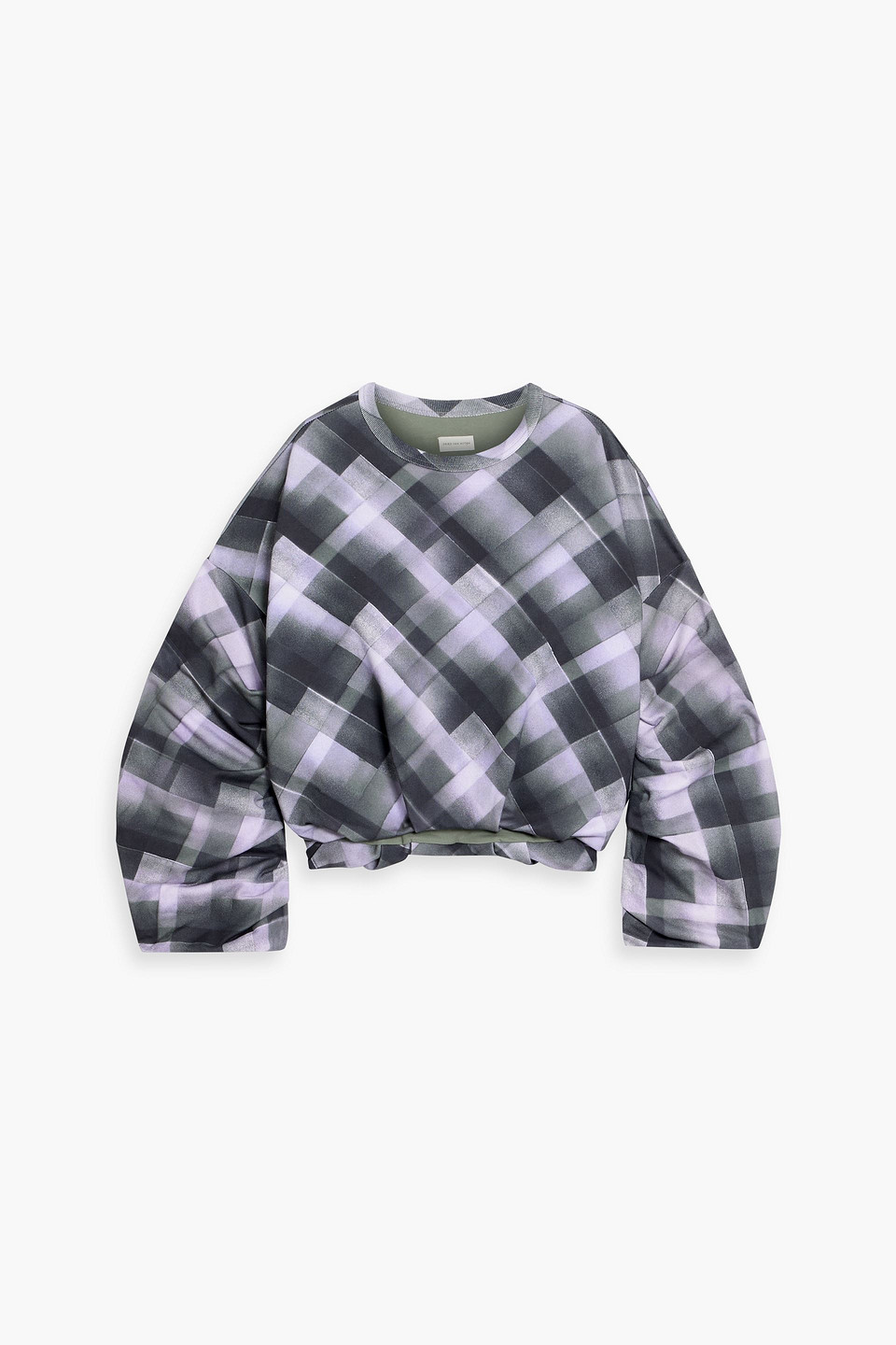Dries Van Noten Oversized Ruched Printed Cotton-jersey Sweatshirt In Blue