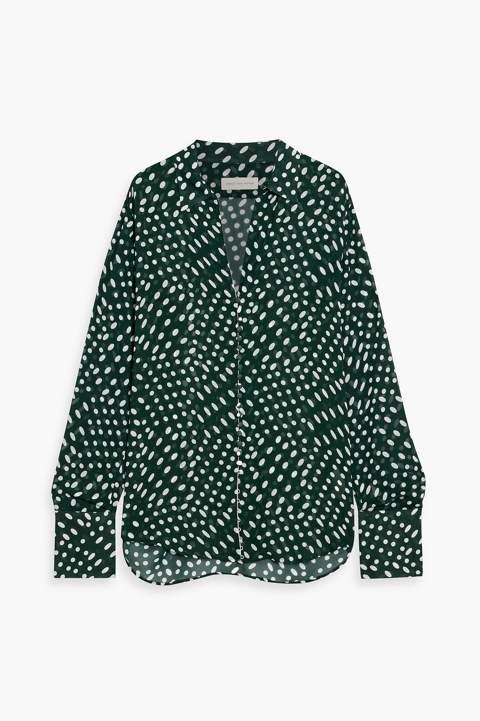 dries van noten - polka-dot crepe de chine top - green - fr 36