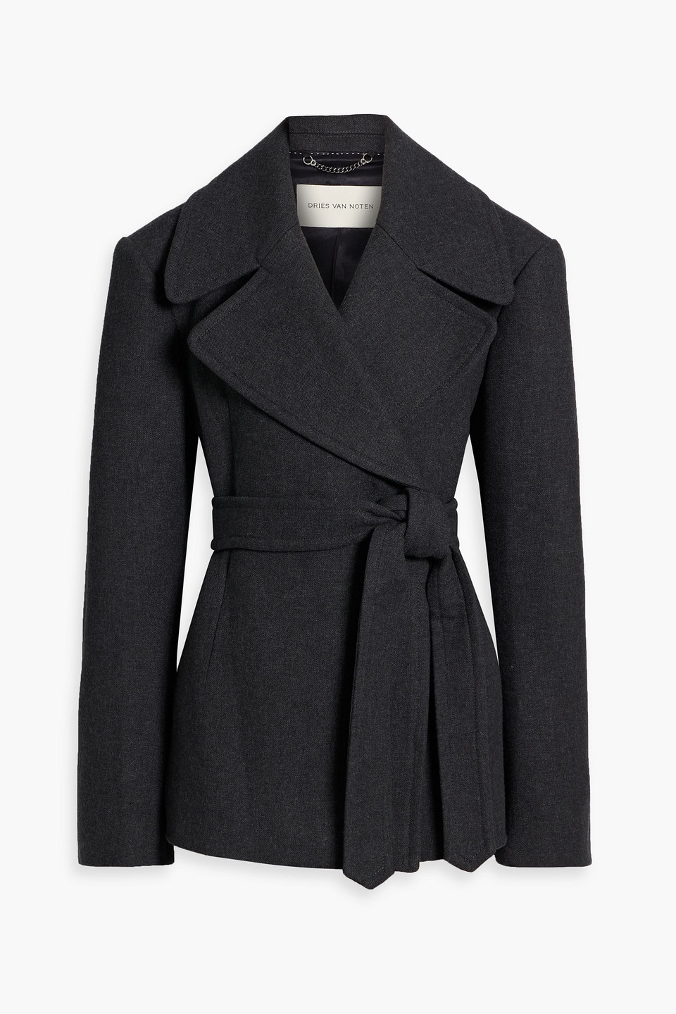 Dries Van Noten Double-breasted Twill Jacket In Gray