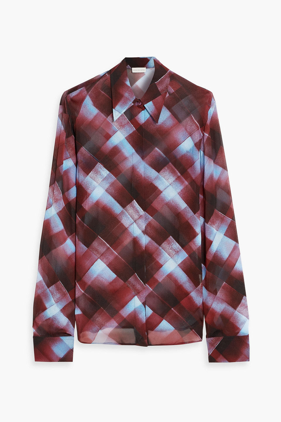 Dries Van Noten Printed Crepe De Chine Shirt In Burgundy