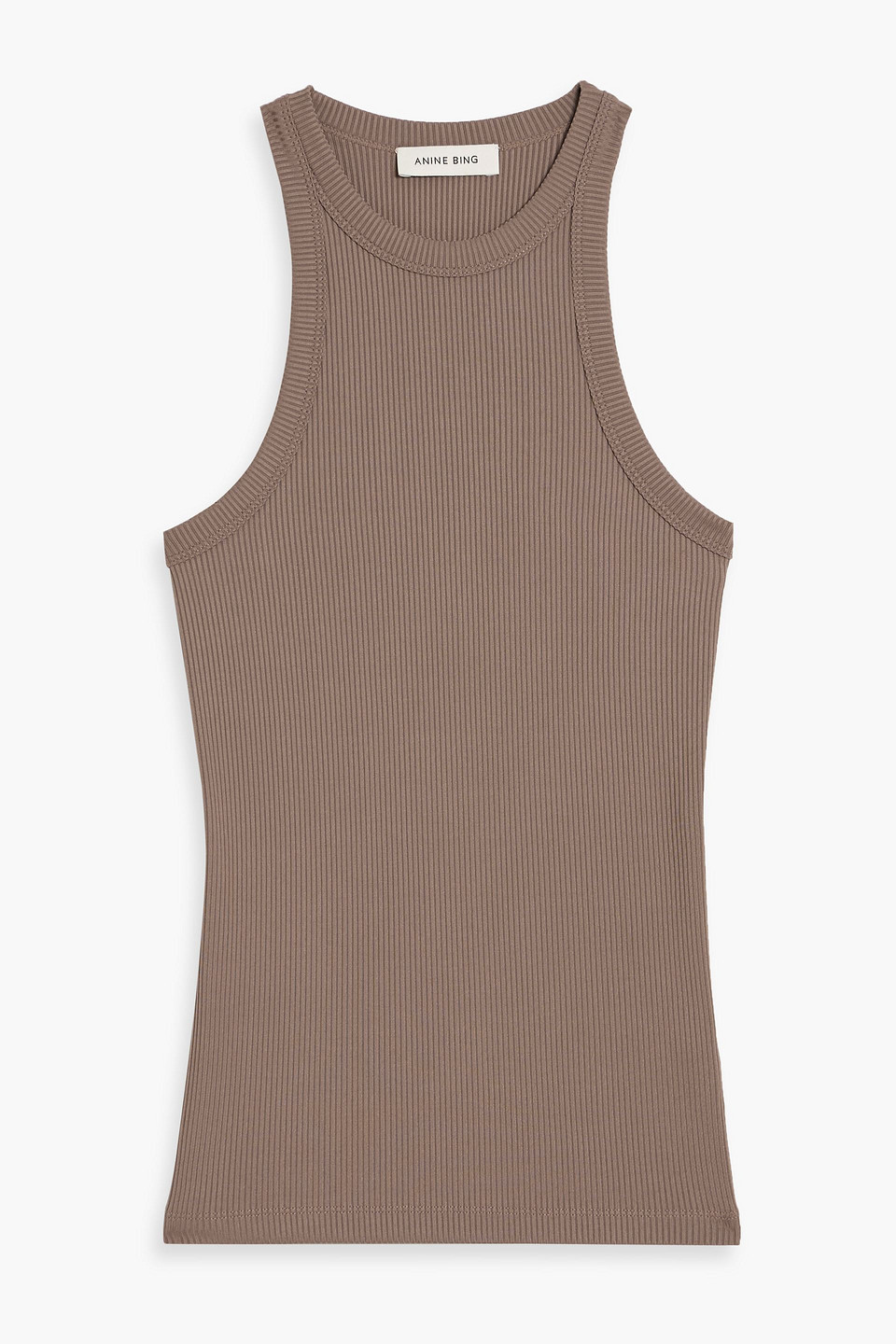 anine bing - ribbed-jersey tank - brown - xs