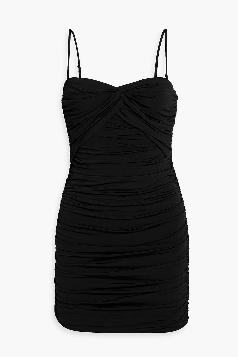 Anine Bing Ruched Stretch-jersey Mini Dress In Black