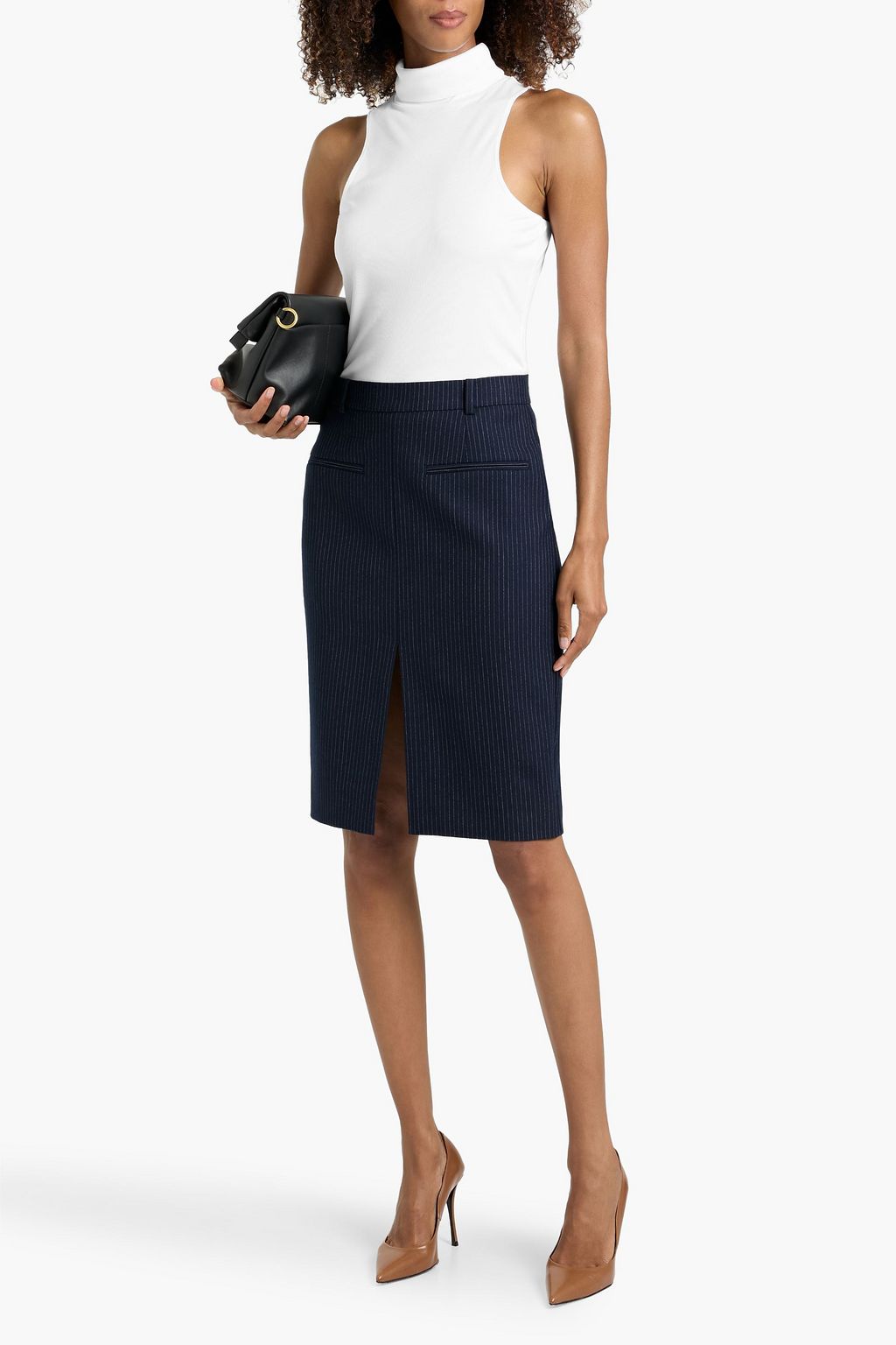 ANINE BING Kora striped wool-blend twill skirt | THE OUTNET