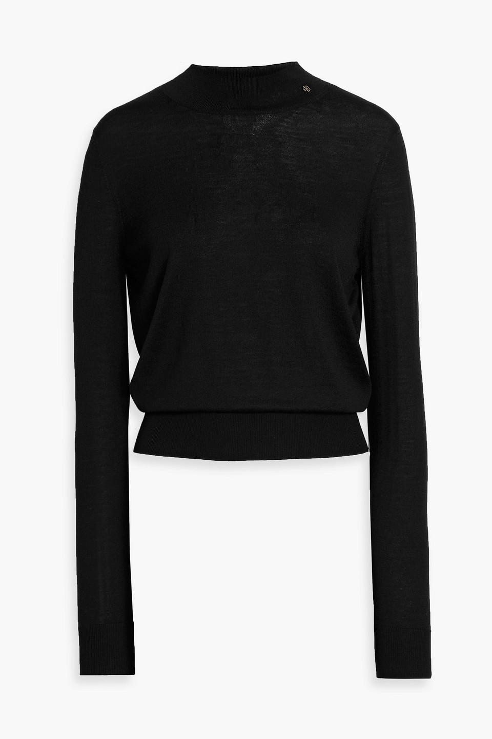 anine bing - monique merino wool and cashmere-blend sweater - black - m