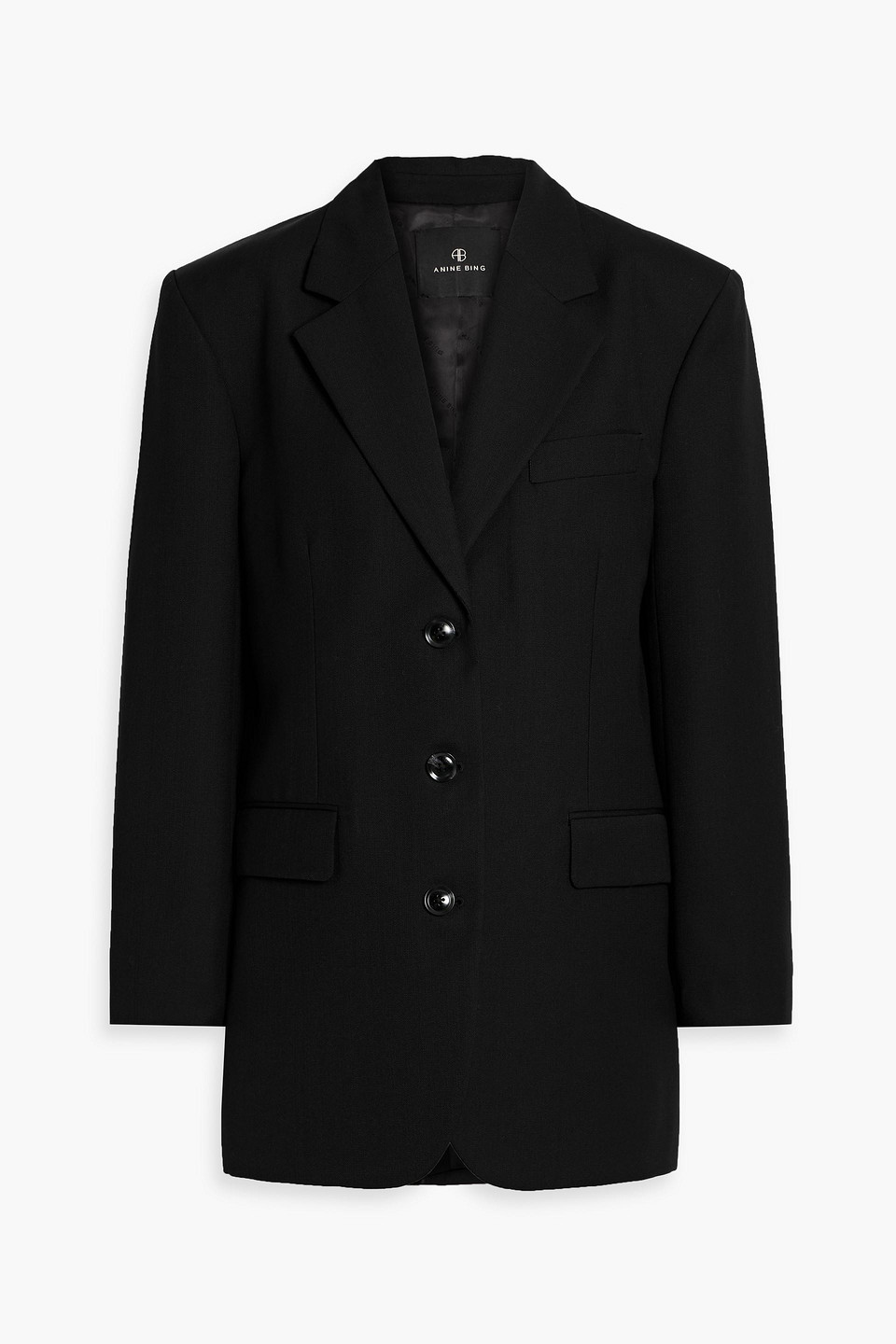 anine bing - sara crepe blazer - black - xs