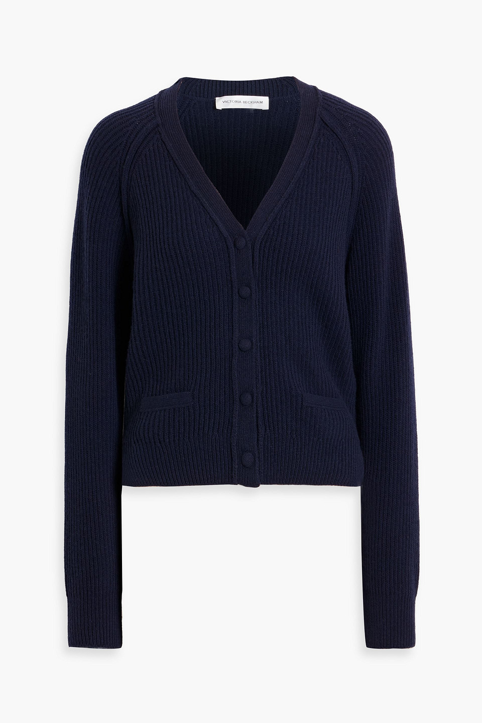 Victoria Beckham Wool And Cashmere-blend Cardigan In Navy