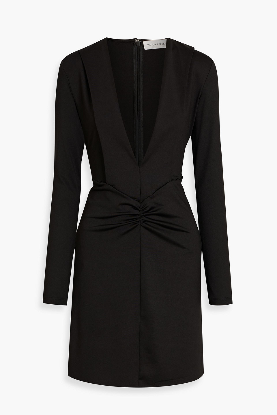 Victoria Beckham Gathered Stretch-jersey Mini Dress In Black