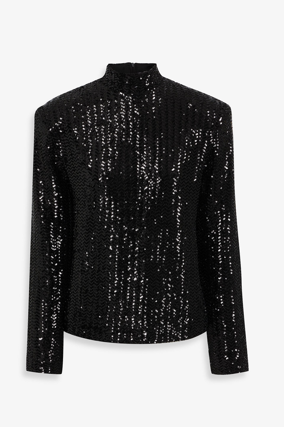 anine bing - josephine sequined tulle top - black - xs