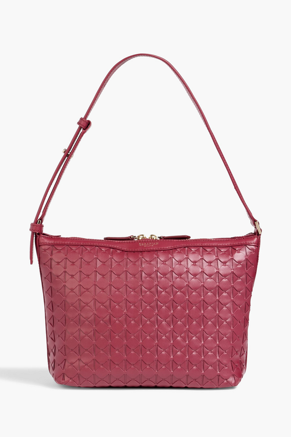 serapian - ani mosaico woven leather shoulder bag - burgundy - onesize