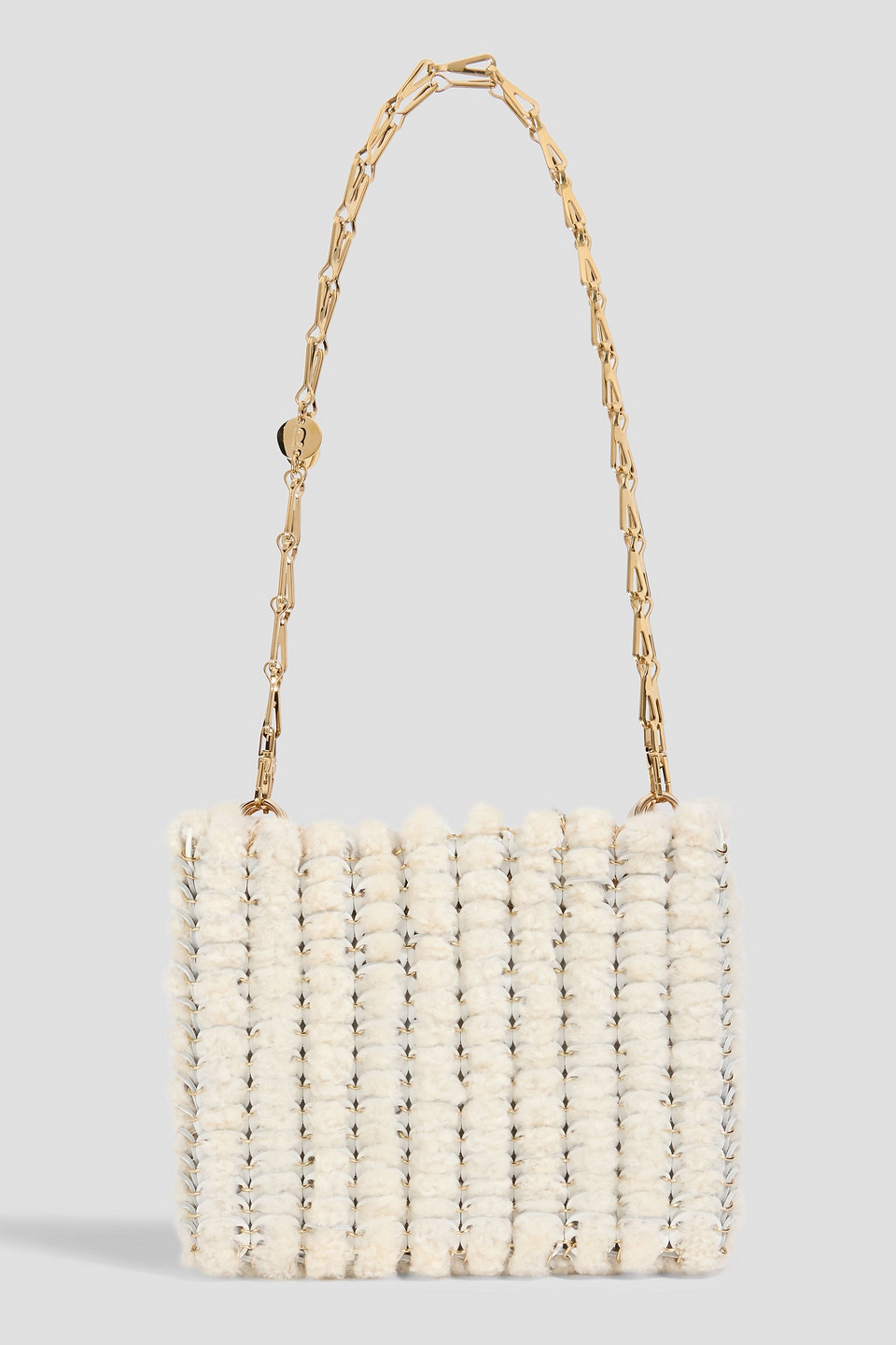 rabanne - 1969 nano shearling shoulder bag - white - onesize