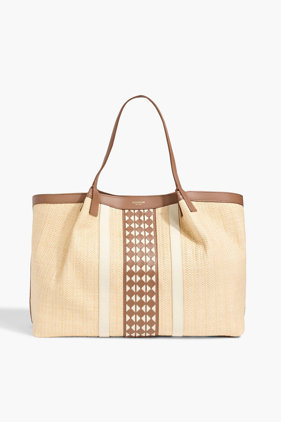 serapian - secret leather-trimmed raffia tote - neutral - onesize