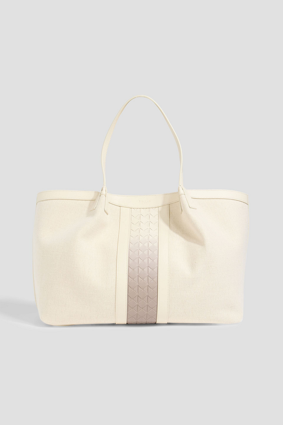 serapian - secret leather-trimmed canvas tote - white - onesize