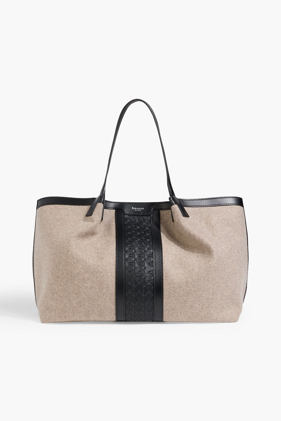 serapian - secret leather-trimmed felt tote - neutral - onesize