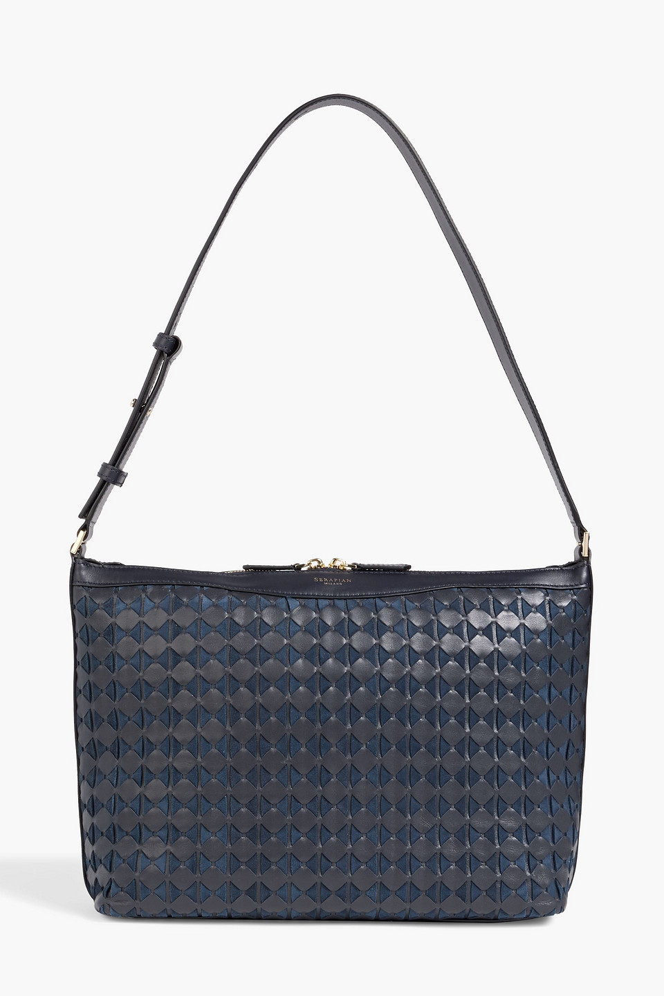 serapian - ani mosaico woven leather shoulder bag - blue - onesize