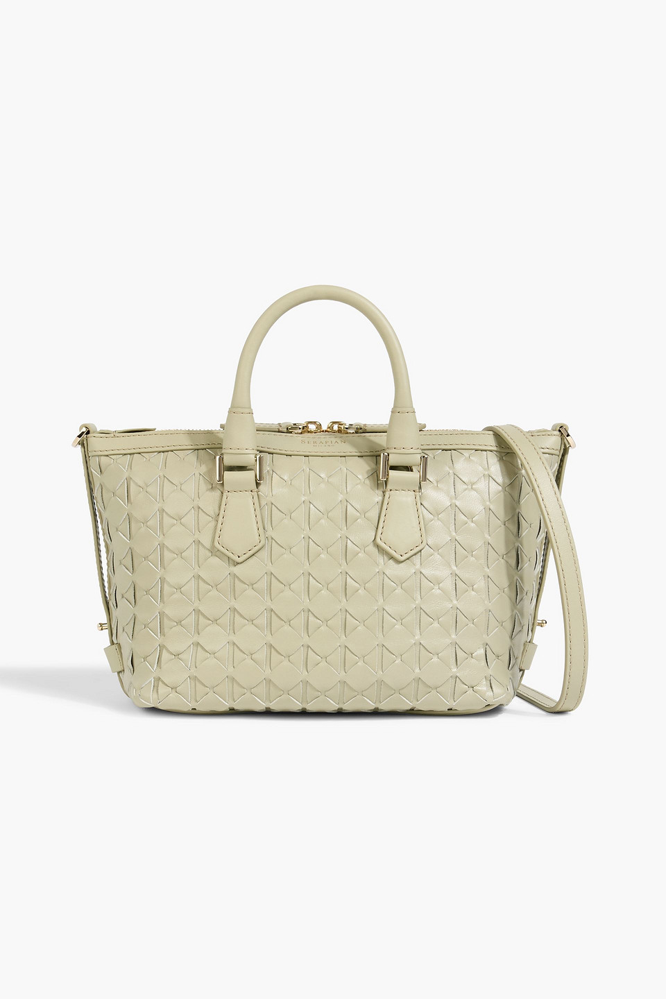 serapian - ani mosaico woven leather tote - green - onesize