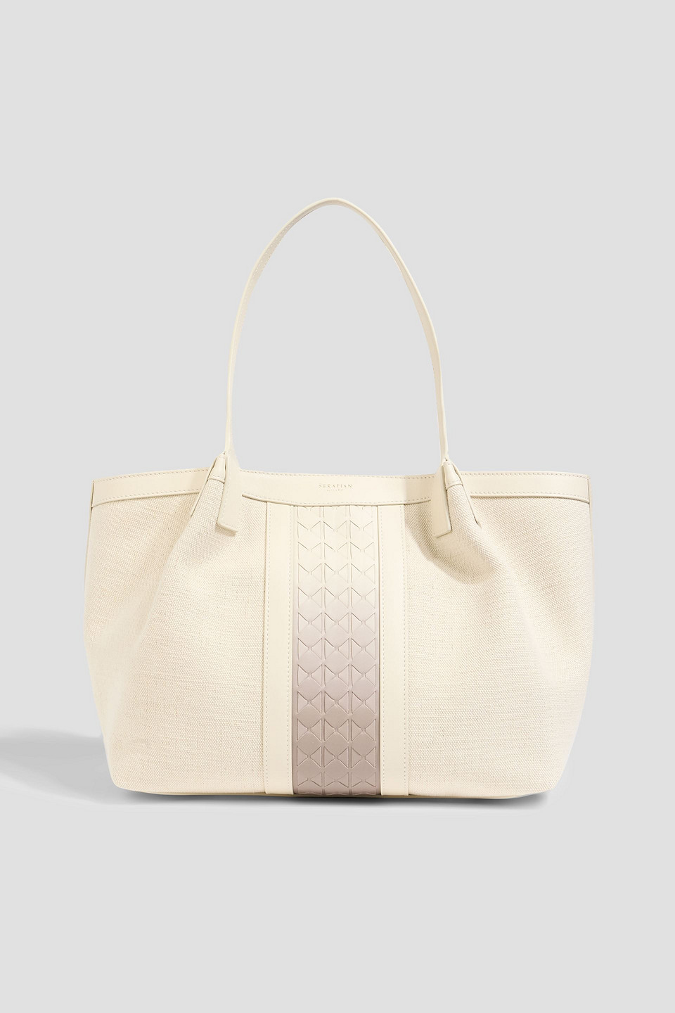 serapian - secret leather-trimmed canvas tote - white - onesize