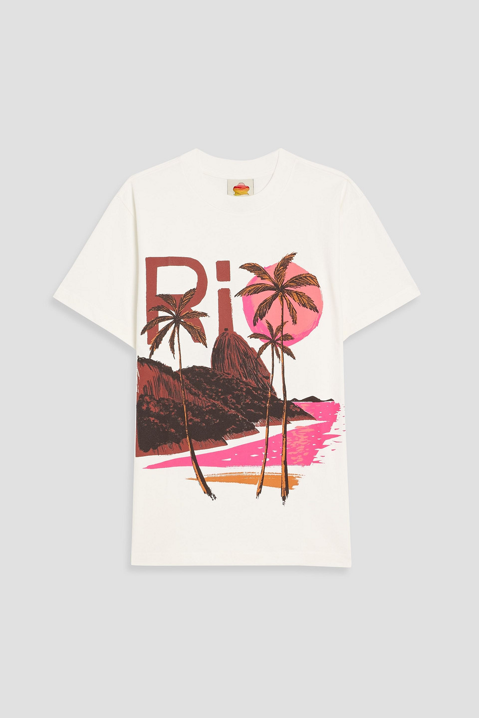 Farm Rio Printed Cotton-jersey T-shirt In White