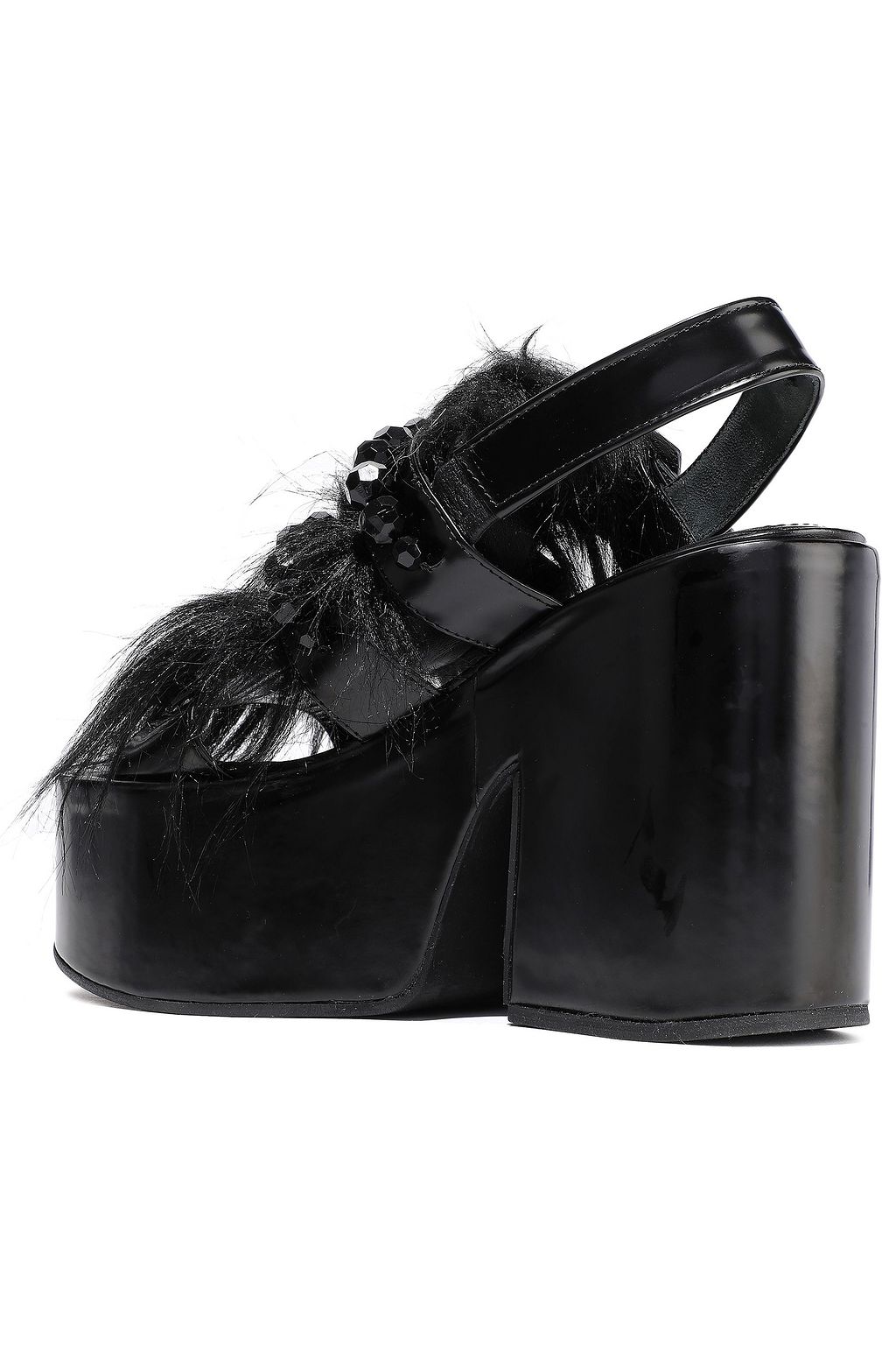 SIMONE ROCHA Embellished leather platform slingback sandals
