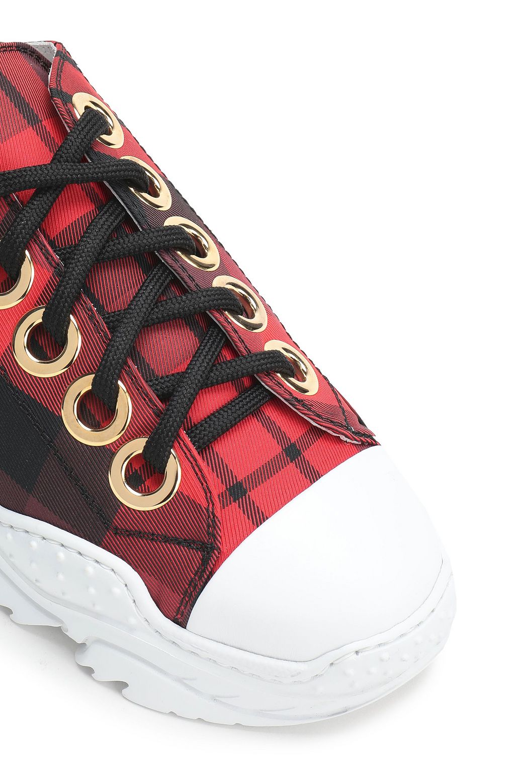 N°21 Billy leather-trimmed printed canvas sneakers