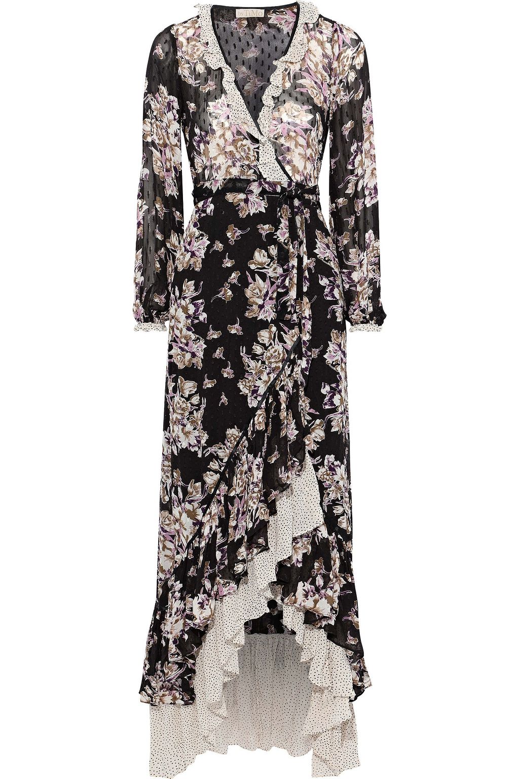 floral georgette ruffled wrap dress