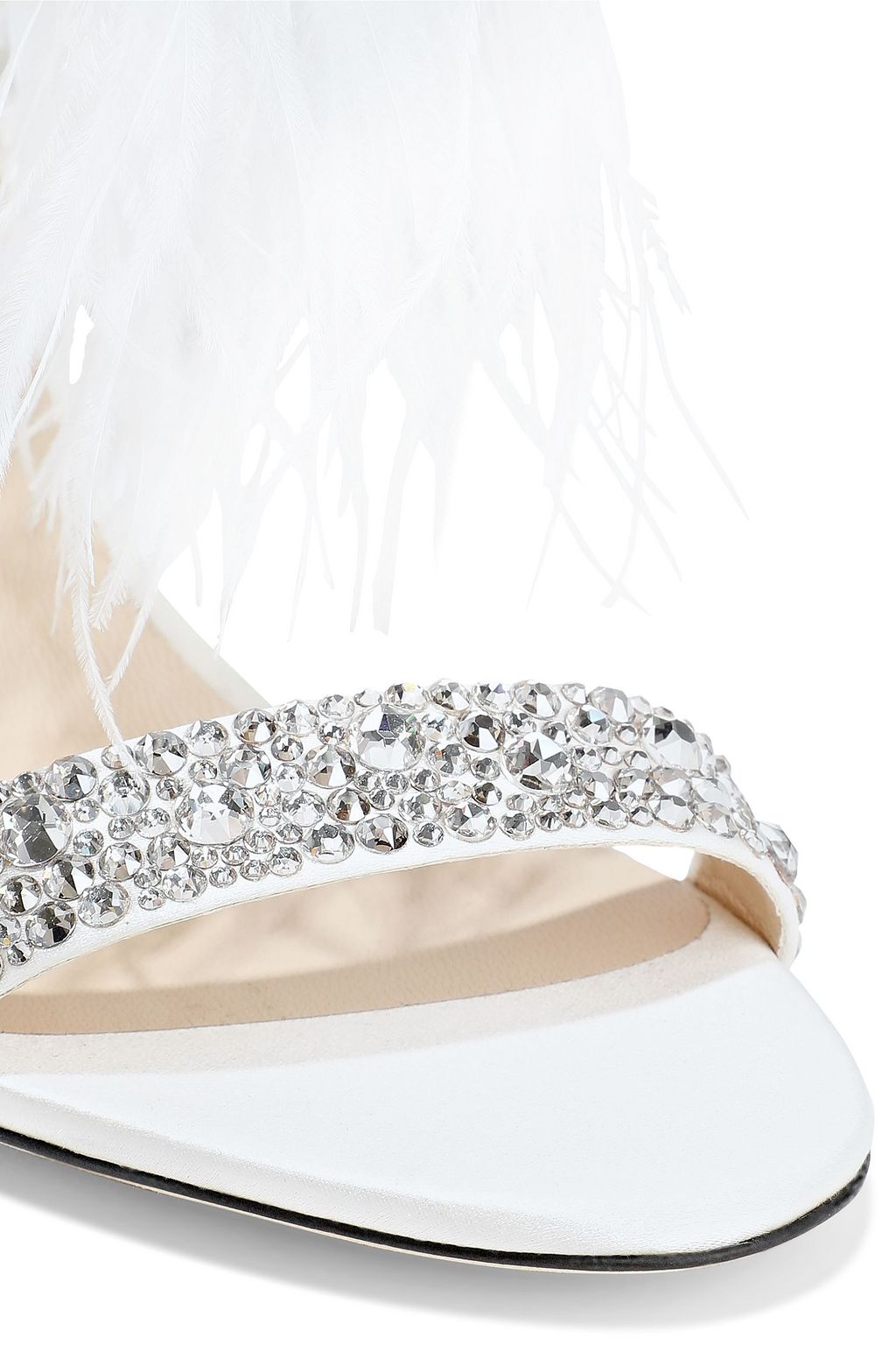 JIMMY CHOO Feather and crystal-embellished leather sandals