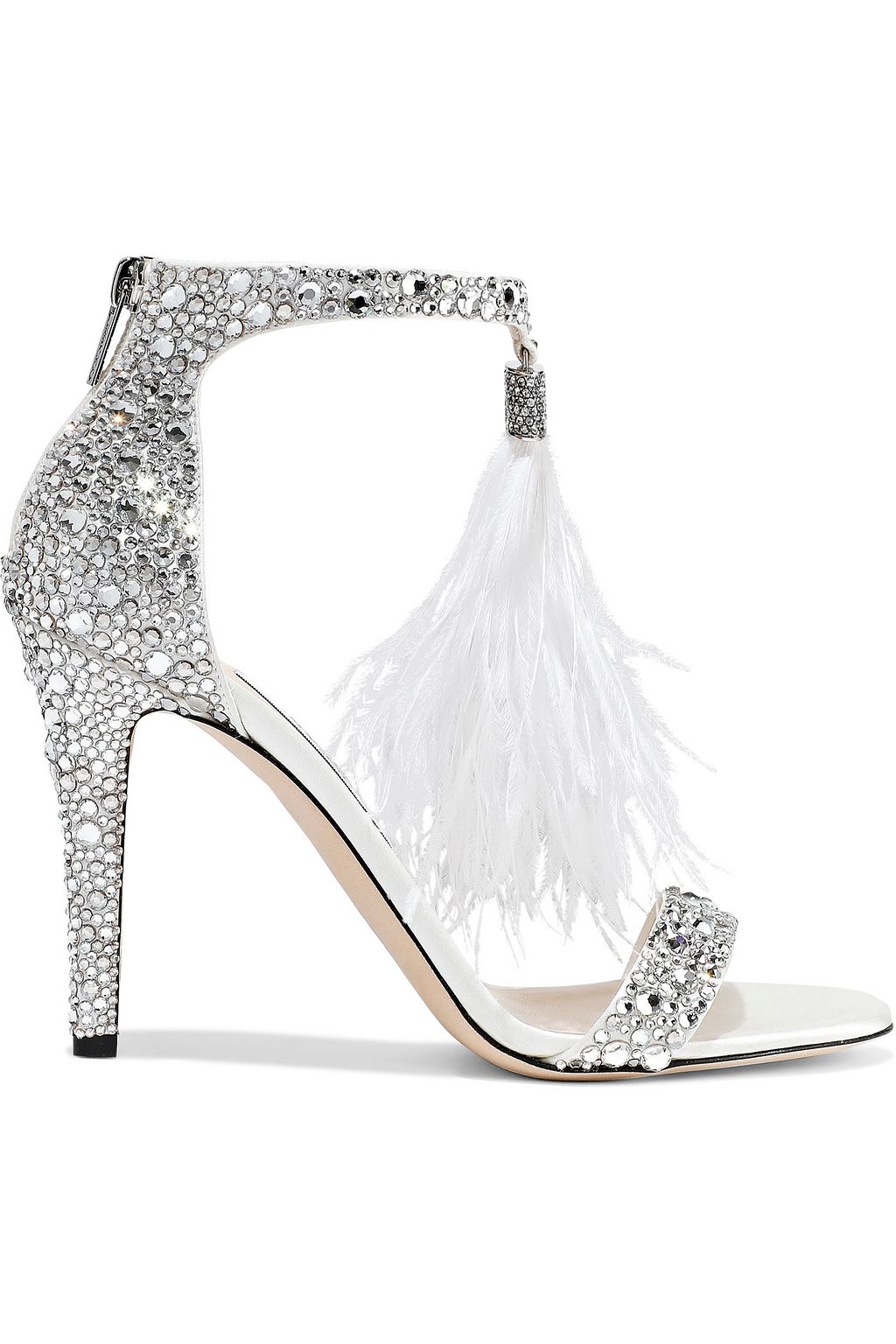 white feather sandals