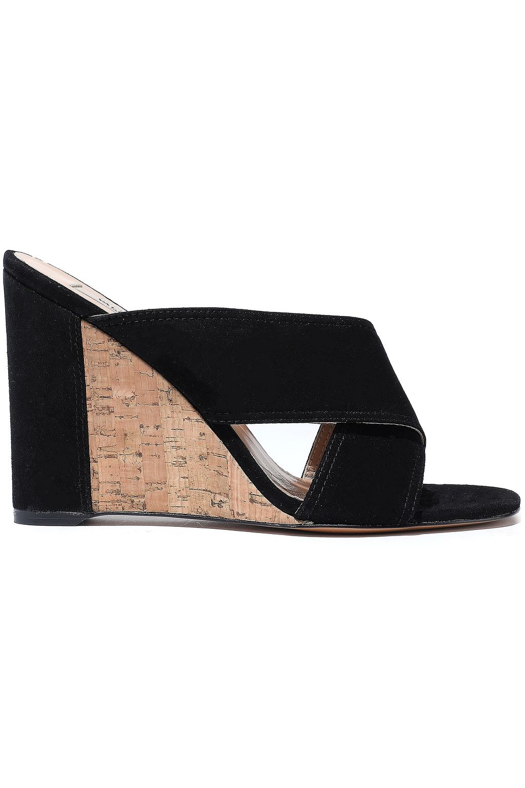 black wedge mule sandals