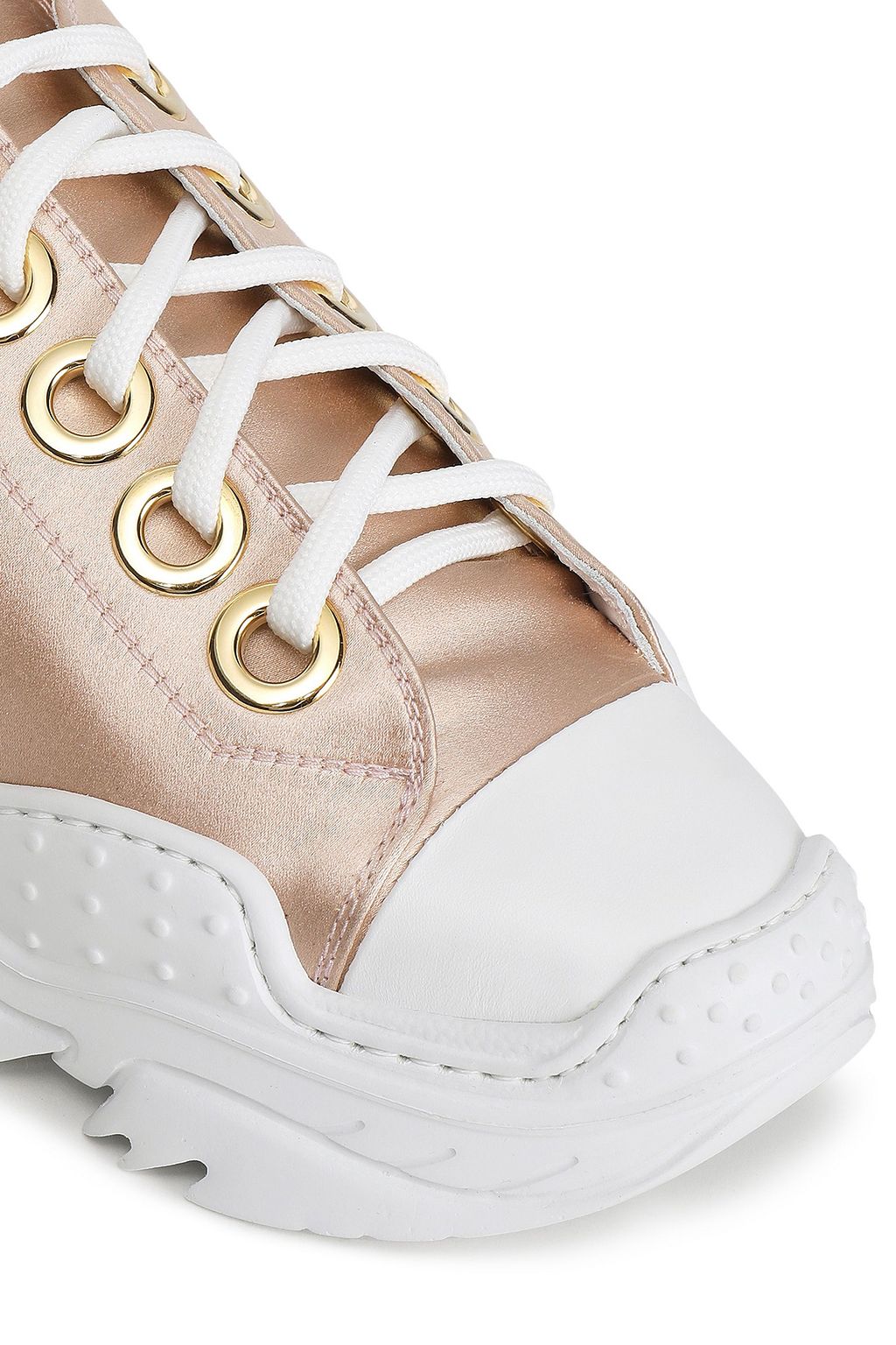 N°21 Leather-trimmed satin sneakers