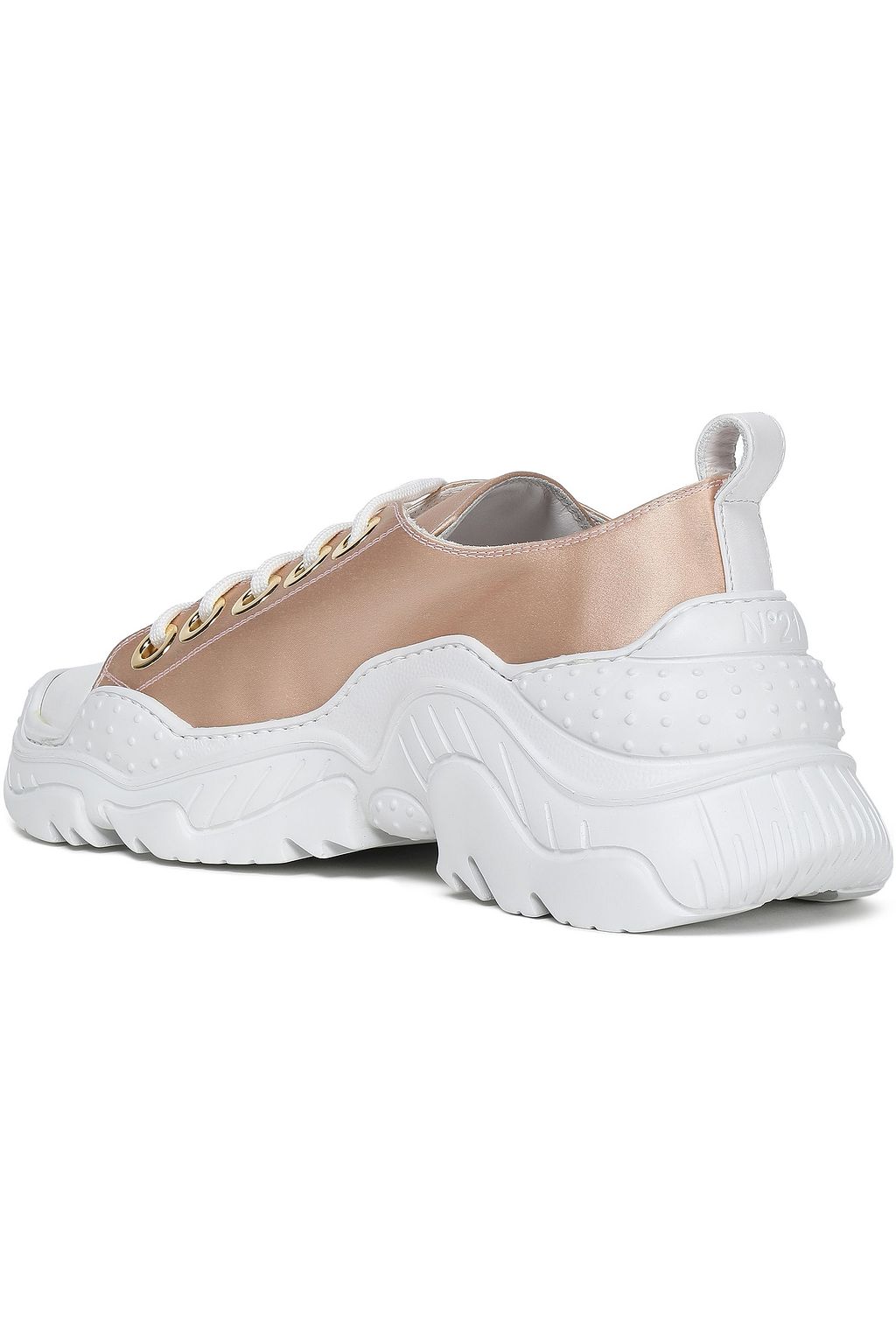 N°21 Leather-trimmed satin sneakers