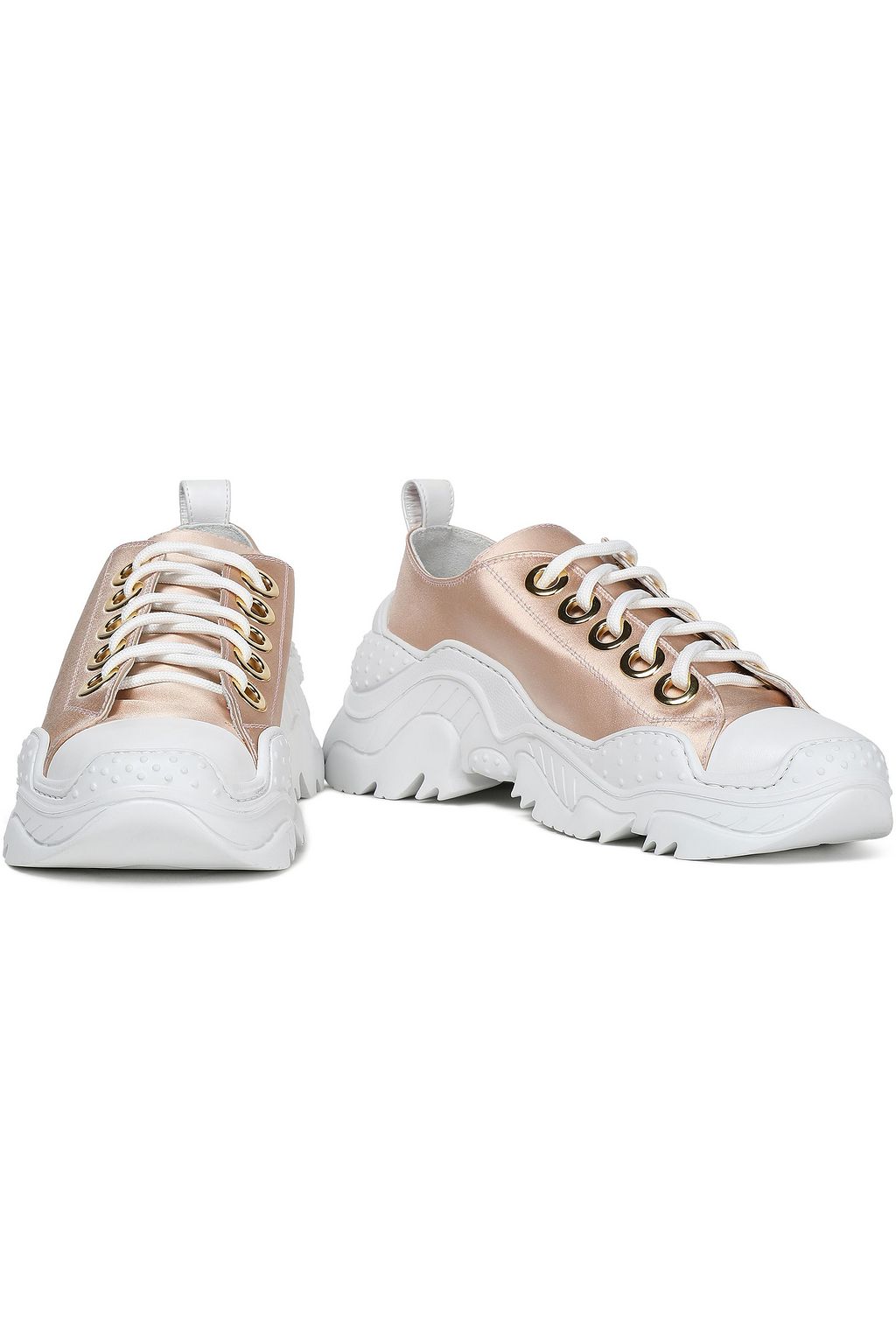 N°21 Leather-trimmed satin sneakers
