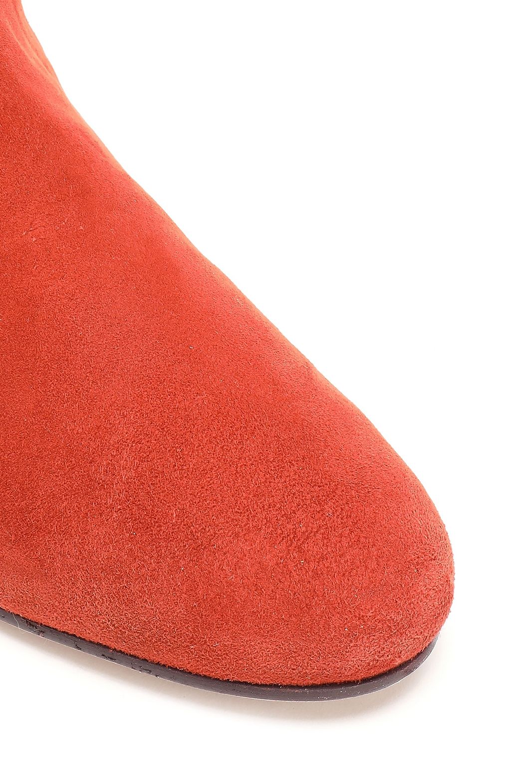 STUART WEITZMAN Leather-paneled stretch-suede thigh boots