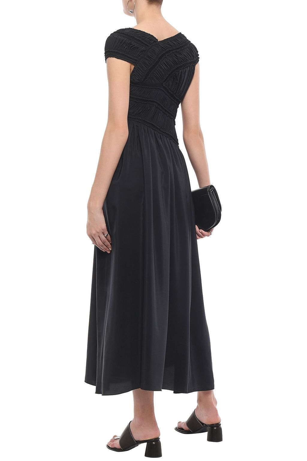 JIL SANDER Shirred silk midi dress