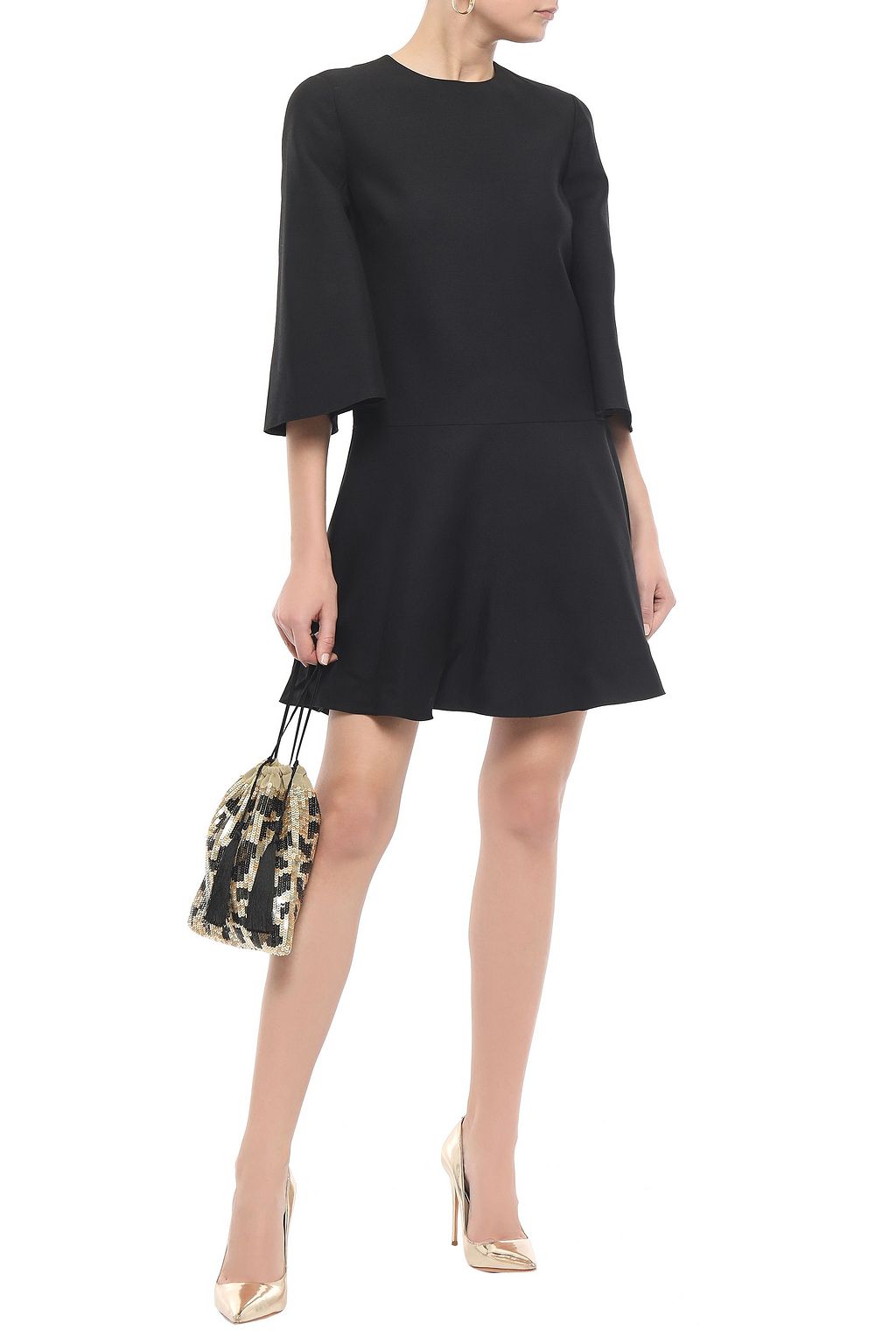 VALENTINO GARAVANI Fluted wool and silk-blend mini dress